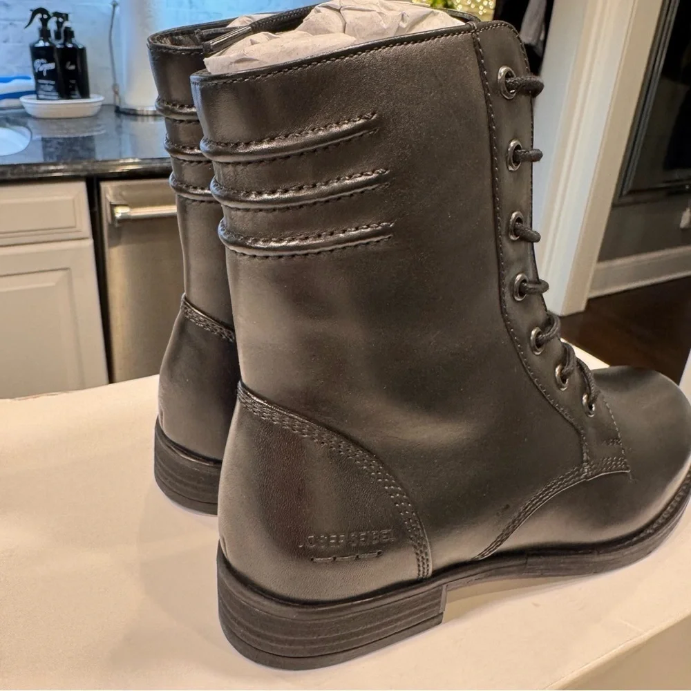 NEW Josef Seibel Simona 01 Women’s Black Leather Lace Up Boots Sz US 6-6.5 EU 37